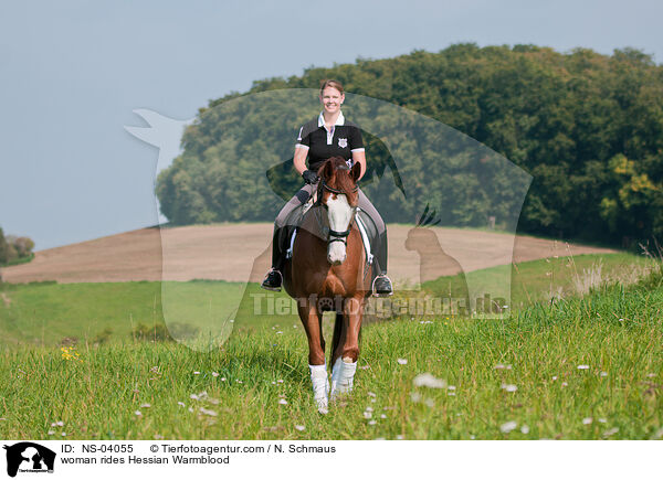 woman rides Hessian Warmblood / NS-04055