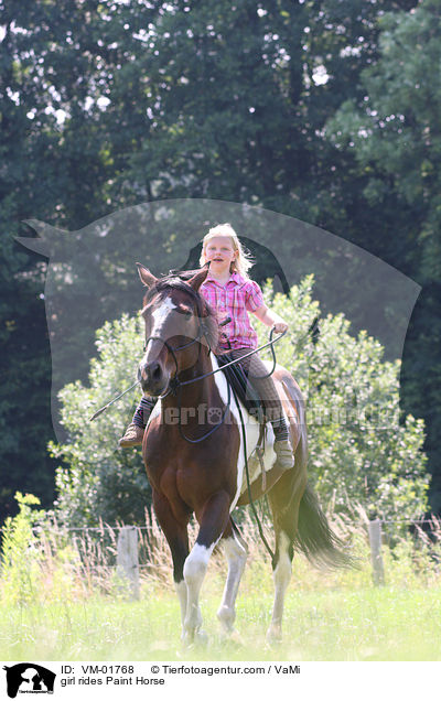 girl rides Paint Horse / VM-01768