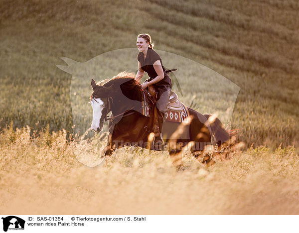 woman rides Paint Horse / SAS-01354