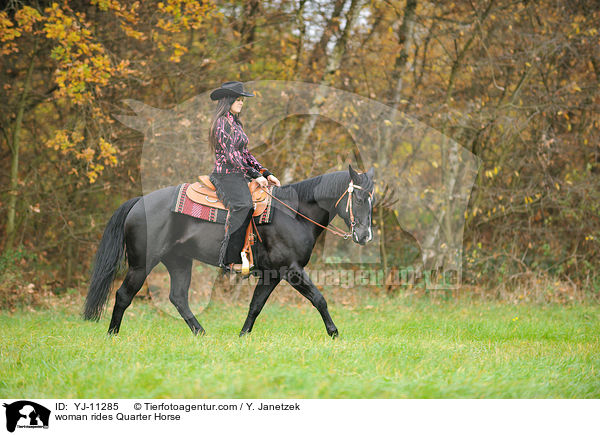 woman rides Quarter Horse / YJ-11285