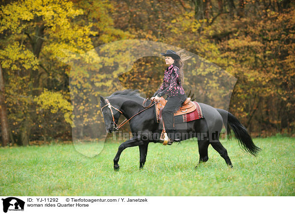woman rides Quarter Horse / YJ-11292